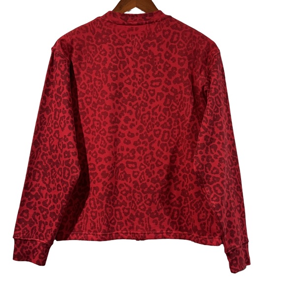 Vintage H & J Red leopard print zip up cardigan size Small - Picture 2 of 8